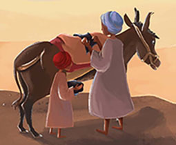Joha, son fils et l'âne